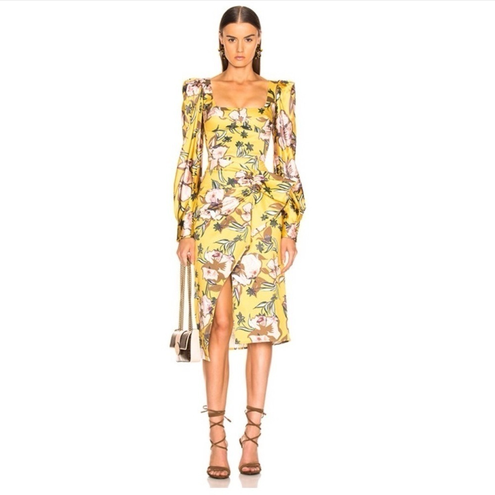 Silvia Tcherassi Guzmania Skirt Botanical Yellow Floral Ruffle sz Small - Picture 2 of 6